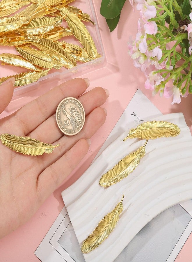 CHGCRAFT 20 Pcs Golden Feather Brooch Pins: Brass Feather Brooch, Women's Clothing Decoration - Image 3