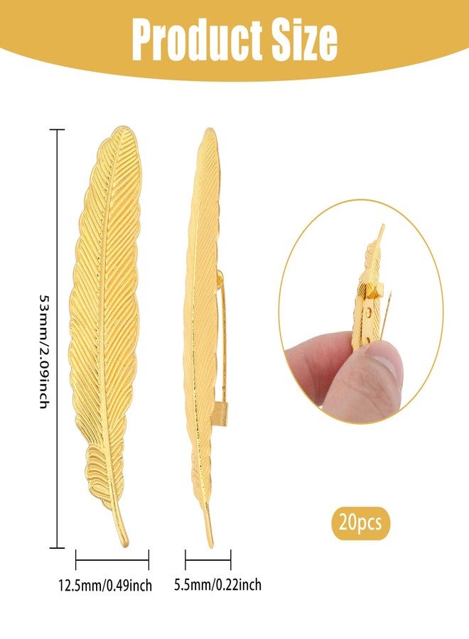 CHGCRAFT 20 Pcs Golden Feather Brooch Pins: Brass Feather Brooch, Women's Clothing Decoration - Image 2