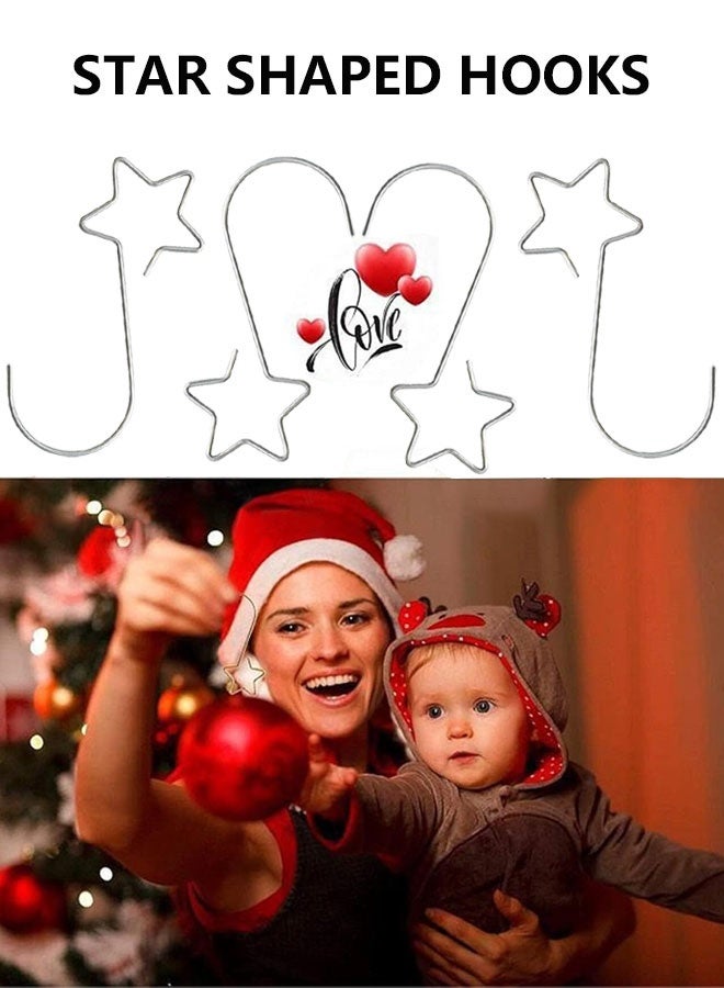 وهاواي 60 Pieces Christmas Ornaments Hooks Metal Star-Shaped Hangers for Christmas Tree Decorations, Silver, 48mm Length - Image 2