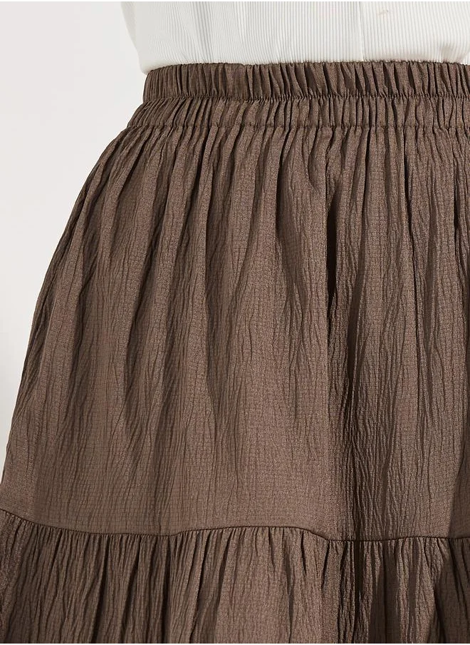 ستايلي Textured Tiered Knee Length Skirt