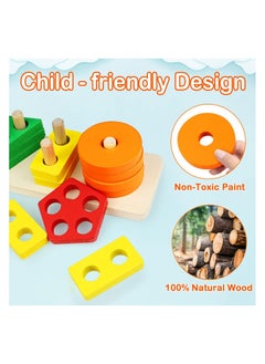 Unique Home Montessori Wooden Educational Toys for Toddlers 1-3, Stacking & Sorting Blocks, Sensory & Motor Skills Development, Learning Puzzles, Birthday Gift for Boys & Girls  - Image 2
