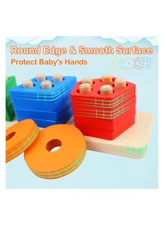 Unique Home Montessori Wooden Educational Toys for Toddlers 1-3, Stacking & Sorting Blocks, Sensory & Motor Skills Development, Learning Puzzles, Birthday Gift for Boys & Girls  - Image 3