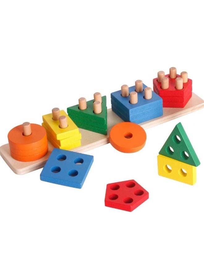 Unique Home Wooden Toy for Toddlers 1-3, Montessori Educational Stacking & Sorting Blocks, Sensory & Motor Skills Development, Learning Puzzles, Birthday Gift for Boys & Girls, Wooden Toy, Educational Toy, Toddler Gift, Kids Toy  - Image 2