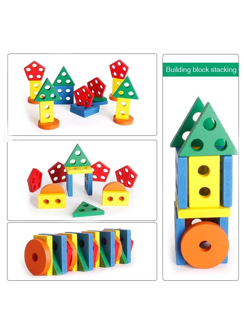 Unique Home Wooden Toy for Toddlers 1-3, Montessori Educational Stacking & Sorting Blocks, Sensory & Motor Skills Development, Learning Puzzles, Birthday Gift for Boys & Girls, Wooden Toy, Educational Toy, Toddler Gift, Kids Toy  - Image 5