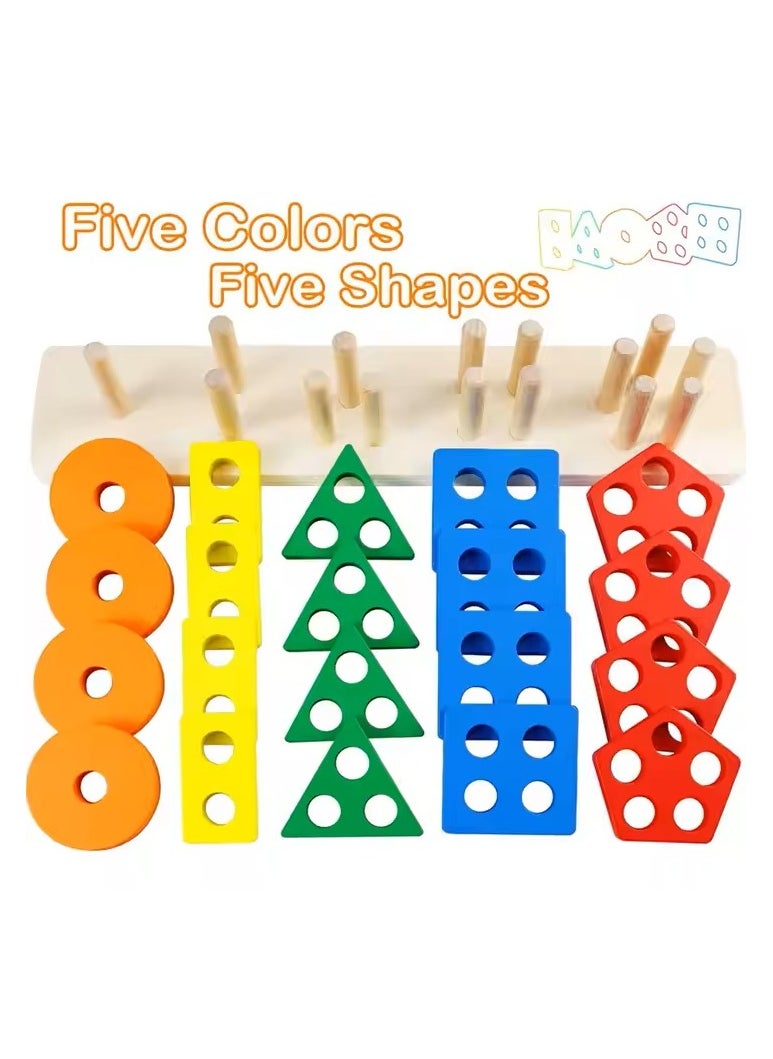 Unique Home Wooden Toy for Toddlers 1-3, Montessori Educational Stacking & Sorting Blocks, Sensory & Motor Skills Development, Learning Puzzles, Birthday Gift for Boys & Girls, Wooden Toy, Educational Toy, Toddler Gift, Kids Toy  - Image 4