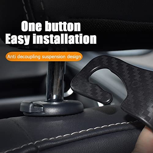 KRZNA Carbon Fiber Car Seat Headrest Organizers - Pack of 4: Universal Fit for Handbag, Clothes, and Coats - Universal for All Cars - Image 5