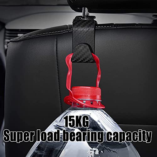 KRZNA Carbon Fiber Car Seat Headrest Organizers - Pack of 4: Universal Fit for Handbag, Clothes, and Coats - Universal for All Cars - Image 4