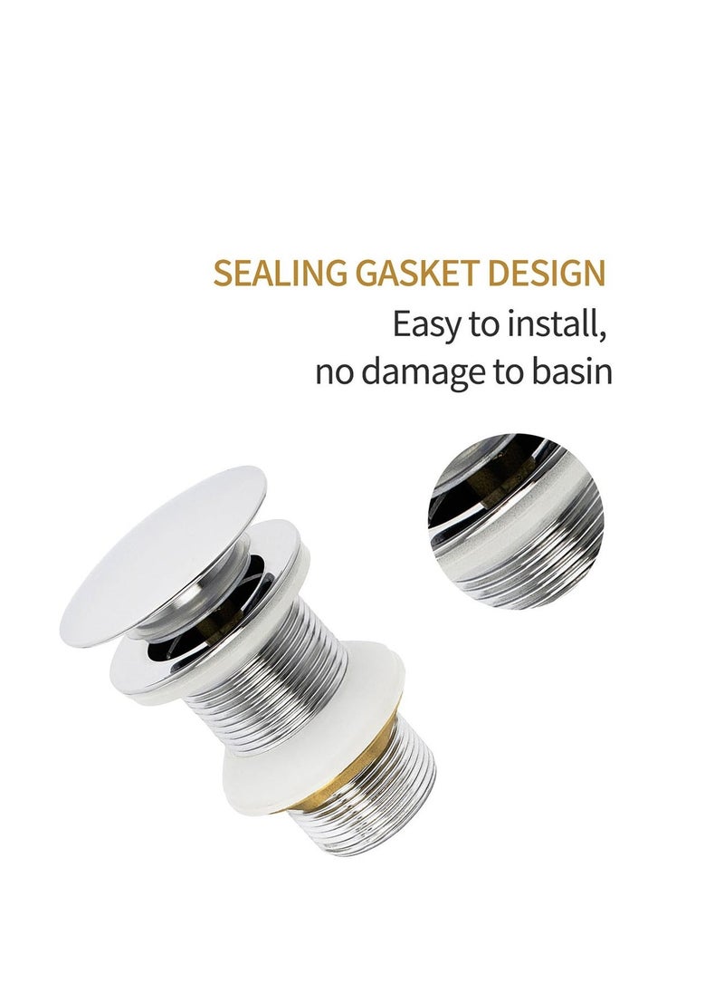 Pop Up Basin Plug - Solid Brass Click Clack Sink Waste Drainer, Universal G 1-1/4 Connection for All Standard Wash Basins, Sinks, Vanity - Image 3