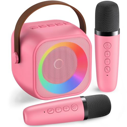 BEILIHART Mini Karaoke Machine with 2 Wireless Microphones for Kids Adults,Portable Bluetooth Karaoke Speaker with Party Lights,Christmas Birthday Gifts for Girls Ages 4, 5, 6,7, 8, 9, 10,12+ Family Home Party - Image 1