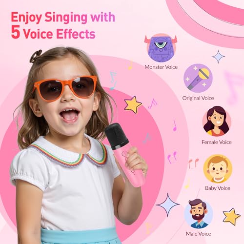 BEILIHART Mini Karaoke Machine with 2 Wireless Microphones for Kids Adults,Portable Bluetooth Karaoke Speaker with Party Lights,Christmas Birthday Gifts for Girls Ages 4, 5, 6,7, 8, 9, 10,12+ Family Home Party - Image 4