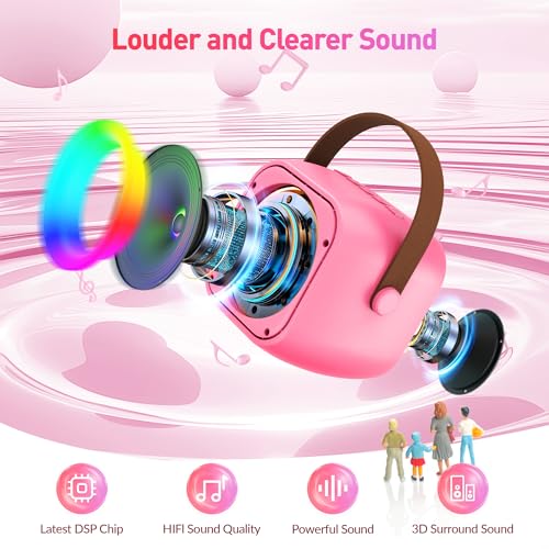 BEILIHART Mini Karaoke Machine with 2 Wireless Microphones for Kids Adults,Portable Bluetooth Karaoke Speaker with Party Lights,Christmas Birthday Gifts for Girls Ages 4, 5, 6,7, 8, 9, 10,12+ Family Home Party - Image 2