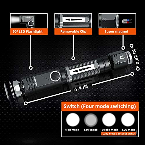 NICRON Flashlight, N7 600 Lumens Tactical Flashlight, 90 Degree Ip65 Waterproof Led Mini Flashlight 4 Modes- Best High Lumens are for Camping, Outdoor, Hiking （Not Including Batteries） Gift - Image 3