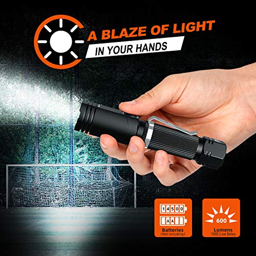 NICRON Flashlight, N7 600 Lumens Tactical Flashlight, 90 Degree Ip65 Waterproof Led Mini Flashlight 4 Modes- Best High Lumens are for Camping, Outdoor, Hiking （Not Including Batteries） Gift - Image 2