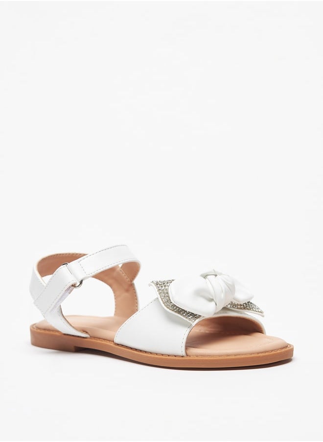 Flora Bella By Shoexpress - Girl's Bow Accented Sandals With Hook And Loop Closure Ramadan Collection - Image 1