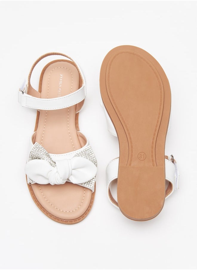 Flora Bella By Shoexpress - Girl's Bow Accented Sandals With Hook And Loop Closure Ramadan Collection - Image 1