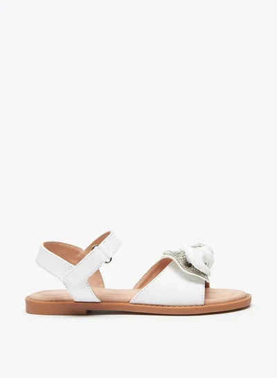 Flora Bella By Shoexpress Girl's Bow Accented Sandals With Hook And Loop Closure Ramadan Collection