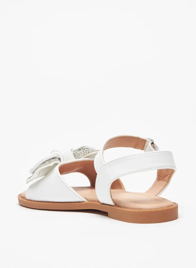 Flora Bella By Shoexpress Girl's Bow Accented Sandals With Hook And Loop Closure Ramadan Collection