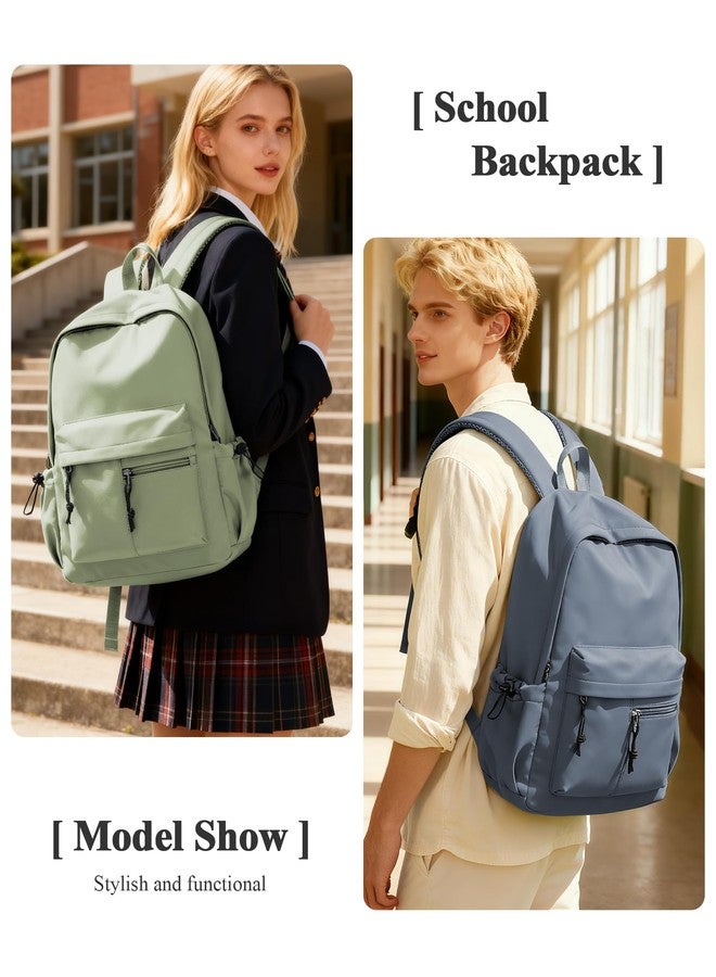 UPPACK School Backpack for Girls Boys Bookbag Cute Aesthetic College Backpack Women Middle High School Teen Students Book Bag Lightweight Gym Work Laptop Casual Daypack Backpacks Men Green - Image 2