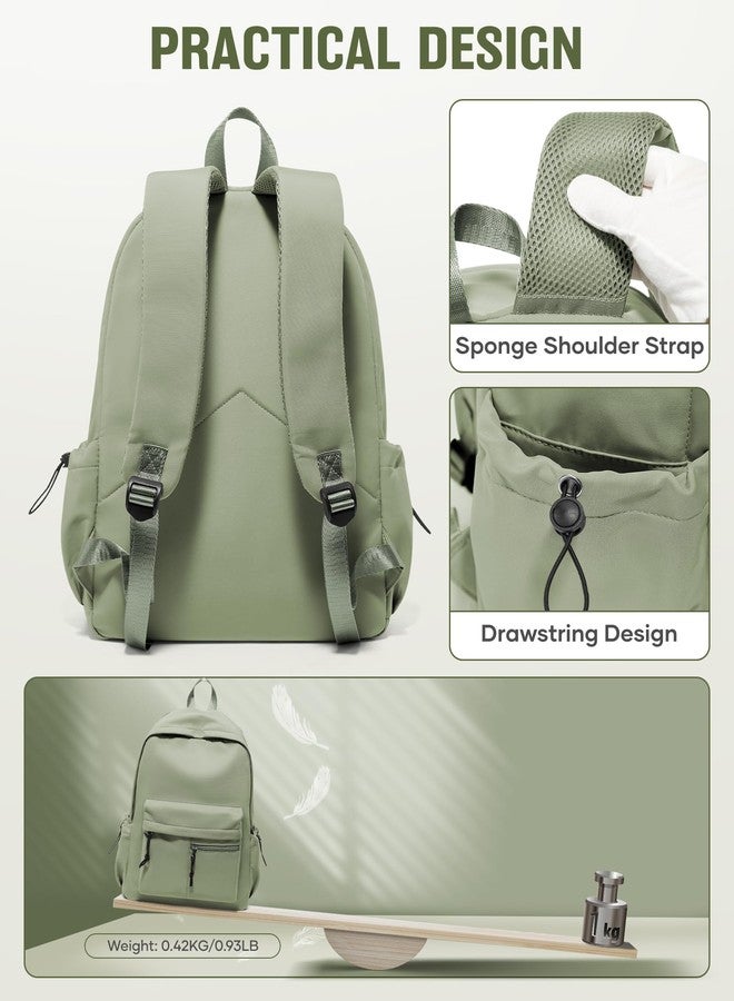 UPPACK School Backpack for Girls Boys Bookbag Cute Aesthetic College Backpack Women Middle High School Teen Students Book Bag Lightweight Gym Work Laptop Casual Daypack Backpacks Men Green - Image 5