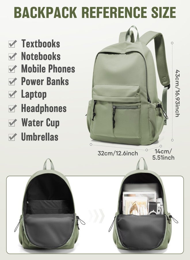 UPPACK School Backpack for Girls Boys Bookbag Cute Aesthetic College Backpack Women Middle High School Teen Students Book Bag Lightweight Gym Work Laptop Casual Daypack Backpacks Men Green - Image 3