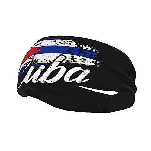 ASYG Cute Cuba Flag Sports Headband Sweatbands Headband Wicking Elastic Hairband for Women Men - Image 1