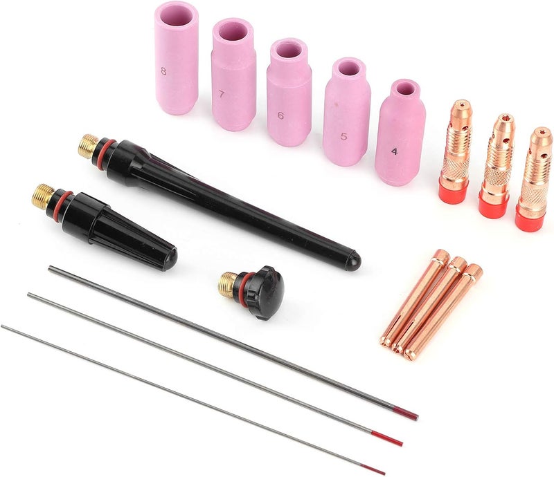 klarako Welding Nozzle, 17Pcs Welding Nozzle TIG Welder Contact Tip with Tungsten Wire for Torch 17/18/26 - Image 1