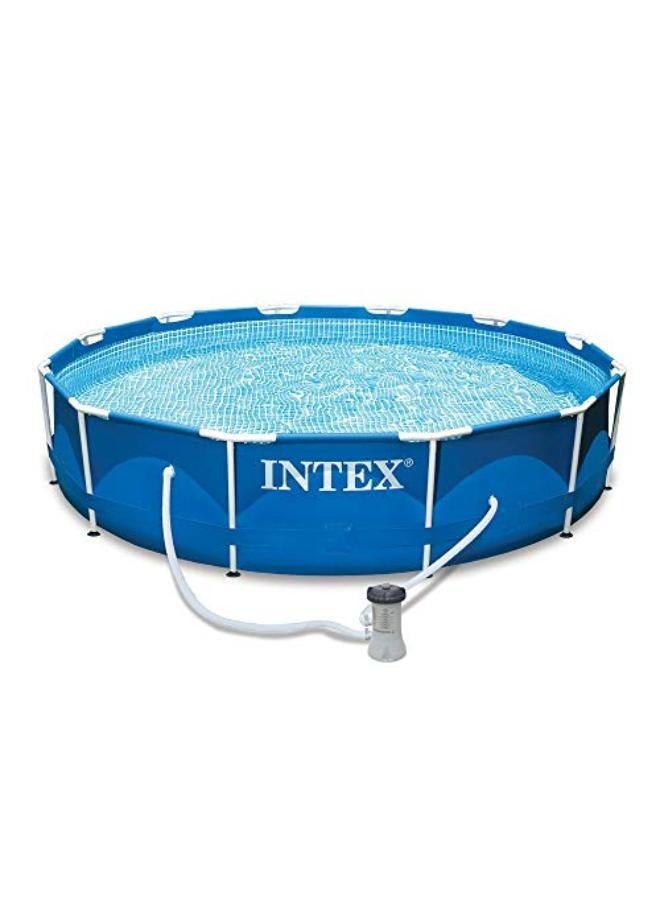 Intex Metal Frame Pool Set Round with Pump 12ft 3.66mx76cm - Image 1