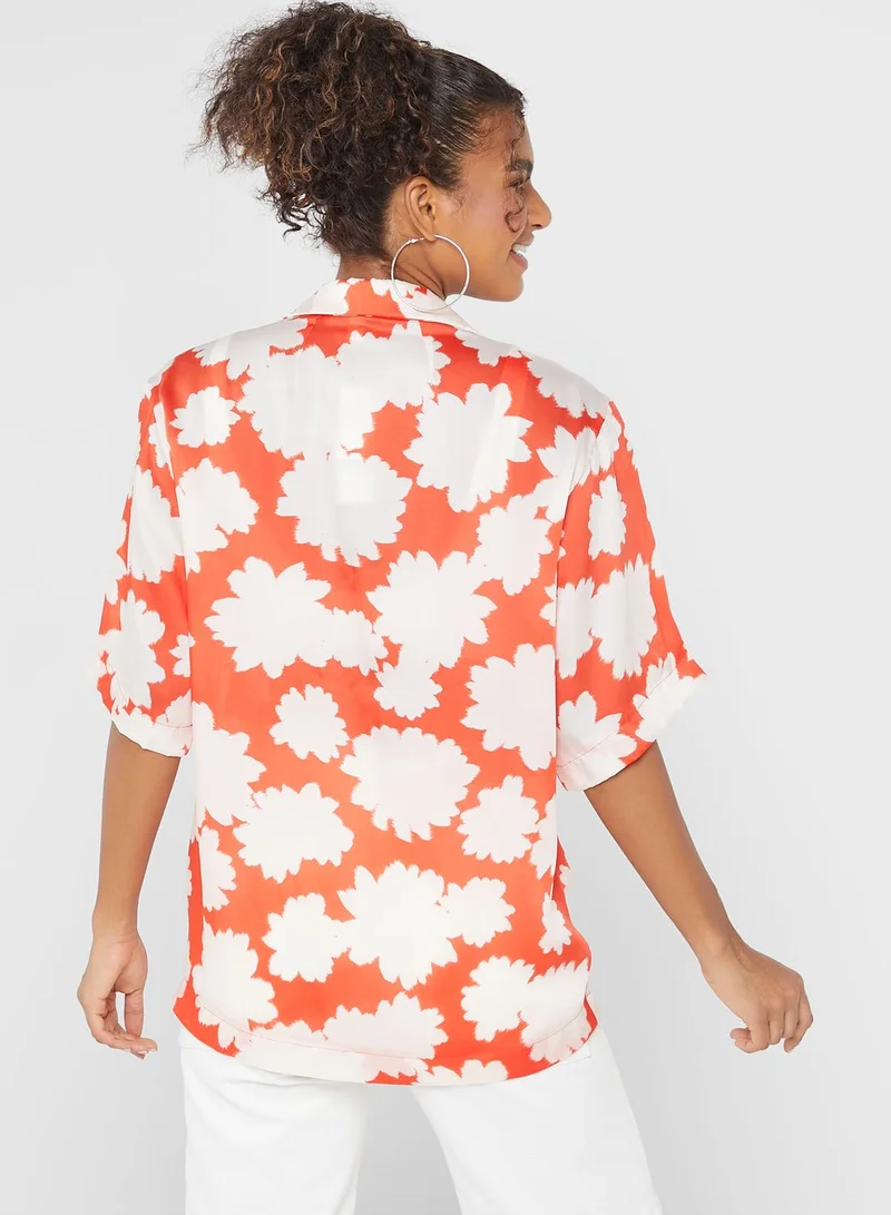TOPSHOP Floral Print Pocket Detail Shirt