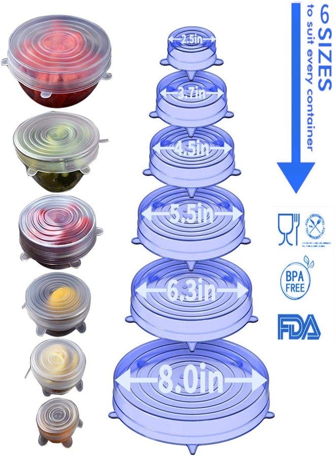 MobFest® Silicone Stretch Lids, Set of 6 Multi Size Reusable Silicone Lids Food and Bowl Covers, Dishwasher and Freezer Safe - Image 2
