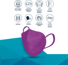 MUSK N95 Mask Purple Color 10 Pieces  - Image 5