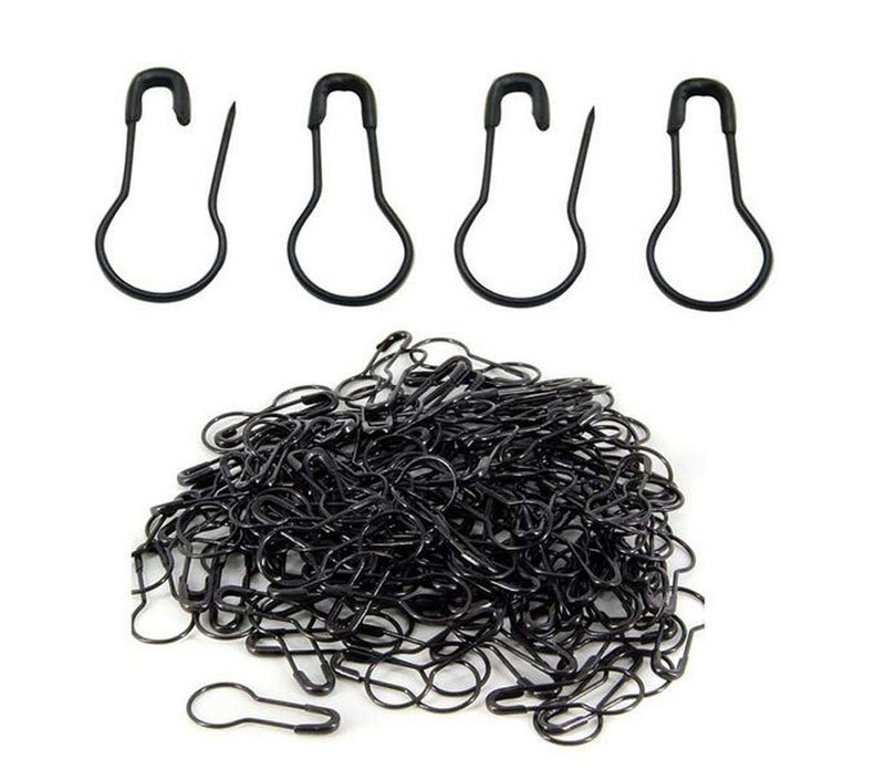 erioctry Black Metal Safety Pin 1000pcs Basic Style 08 Length