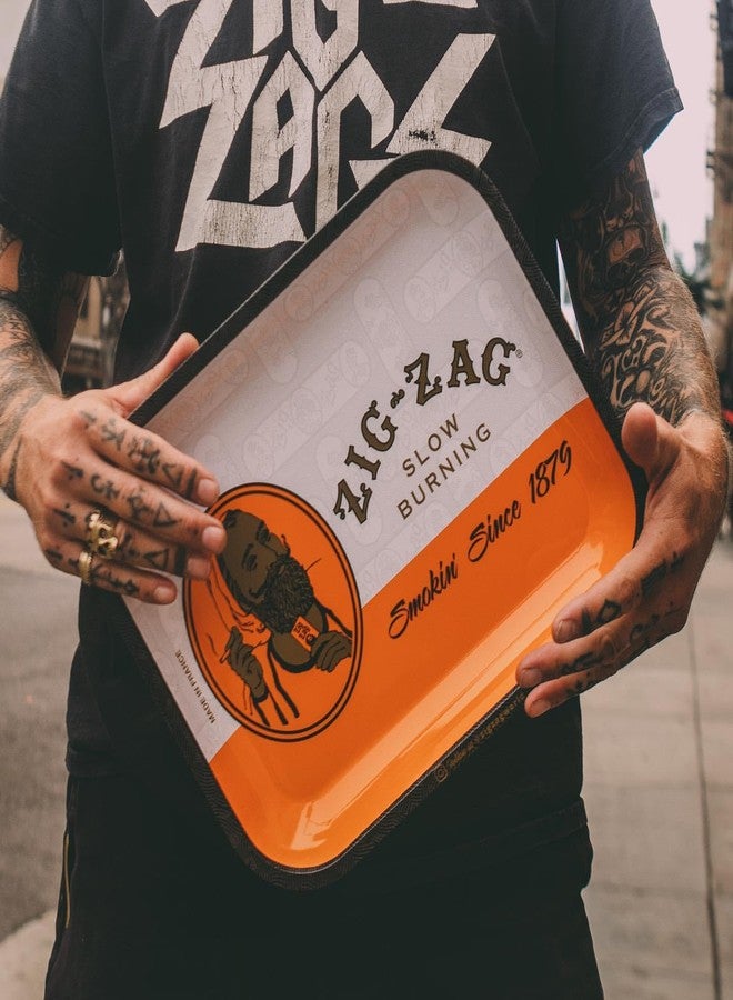 ZIG-ZAG Metal Rolling Tray, Large (13.4" x 10.8"), Classic Orange, Elegant Design with Sleek Finish and Smooth Rounded Corners - Image 4