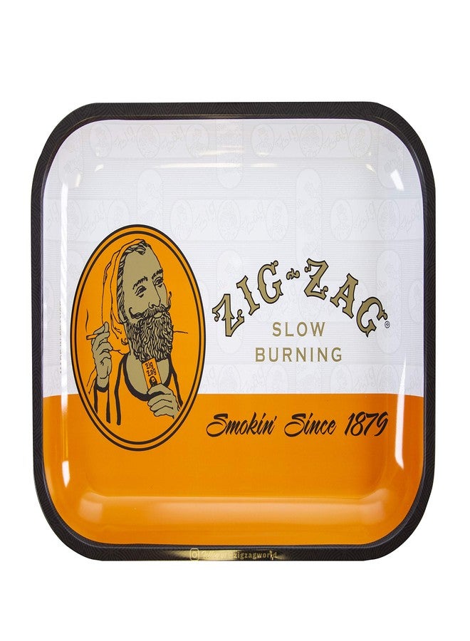 ZIG-ZAG Metal Rolling Tray, Large (13.4" x 10.8"), Classic Orange, Elegant Design with Sleek Finish and Smooth Rounded Corners - Image 1
