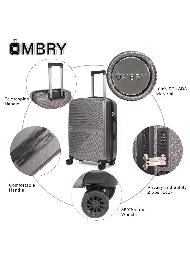 OMBRY Luggage Set 3 Pieces Suitcase Set Carry on Luggage with Wheels Check-in Luggage PC Durable Suitcase Rotating Silent Wheels 3-Piece 20/24/28 Grey - Image 3