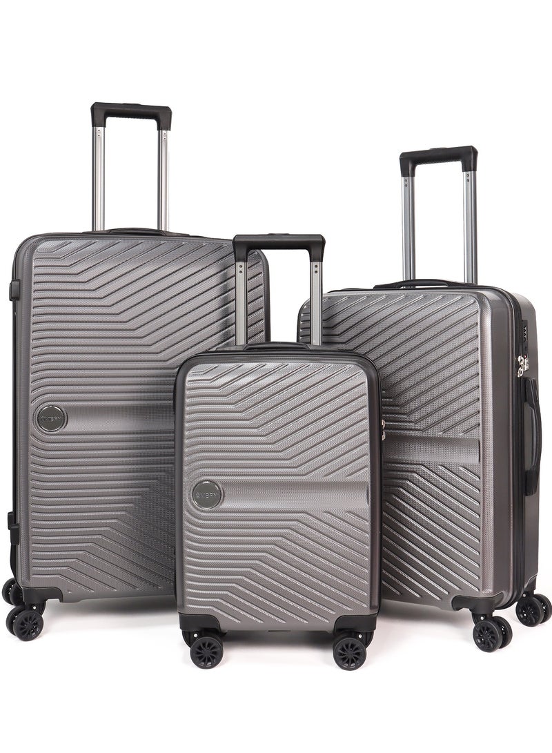 OMBRY Luggage Set 3 Pieces Suitcase Set Carry on Luggage with Wheels Check-in Luggage PC Durable Suitcase Rotating Silent Wheels 3-Piece 20/24/28 Grey - Image 1
