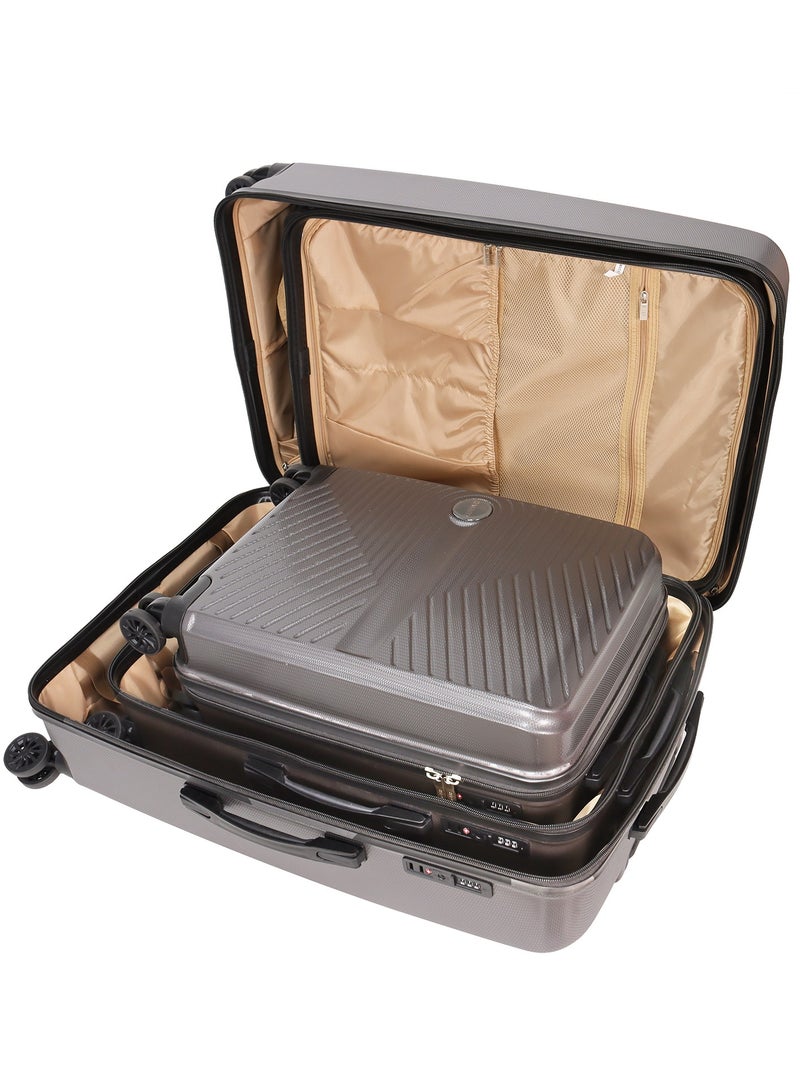 OMBRY Luggage Set 3 Pieces Suitcase Set Carry on Luggage with Wheels Check-in Luggage PC Durable Suitcase Rotating Silent Wheels 3-Piece 20/24/28 Grey - Image 5