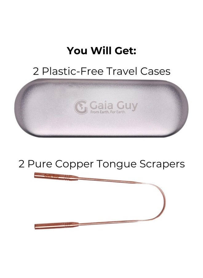 Gaia Guy Gaia Guy Copper Tongue Scraper with Metal Case - 2 Pack - Plastic Free Tongue Scrapers for Adults, Tongue Cleaner for Oral Care & Hygiene  - Image 2