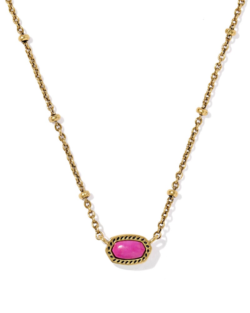 Kendra Scott Mini Elisa Satellite Short Pendant Necklace, 14K Gold-Plated Brass, Fashion Jewelry for Women, Dark Fuchsia Variegated Magnesite - Image 1