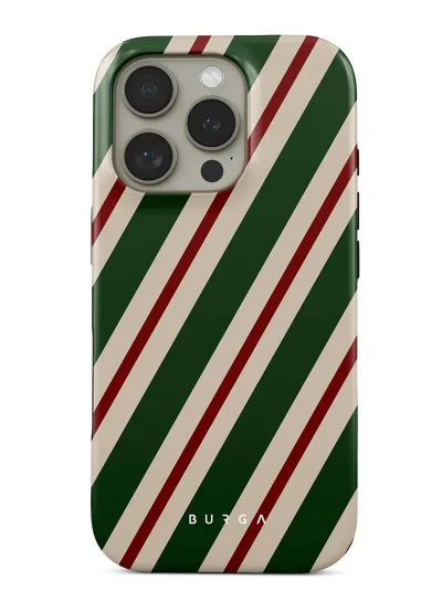 BURGA iPhone 16 pro Case, 2 Piece Hard Shell + TPU Silicone Interior, Shock Absorption, All Port Accessible, Raised Bezel For Screen & Camera Protection, Never Fading HQ Print,North Pole