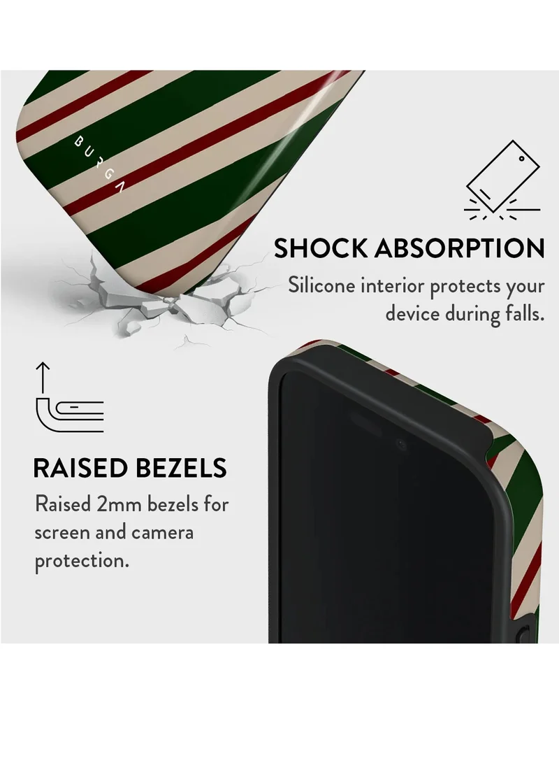 BURGA iPhone 16 pro Case, 2 Piece Hard Shell + TPU Silicone Interior, Shock Absorption, All Port Accessible, Raised Bezel For Screen & Camera Protection, Never Fading HQ Print,North Pole