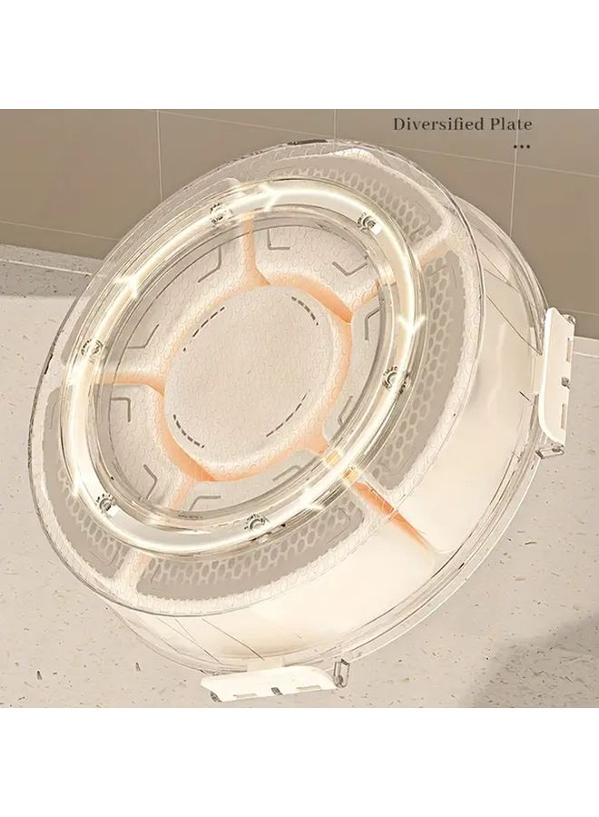 Beige Round Plastic Snack Tray with Lid Rotating Food Storage Organizer for Nuts Dried Fruits Candies Home Party Christmas Thanksgiving Gift Durable Safe Contact with Food - Image 5