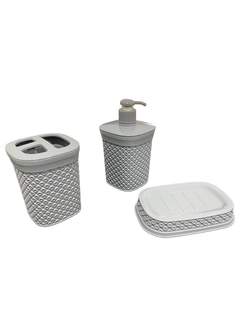 MAXQON Bathroom 3 Piece Set Diamond Style Bathroom Accessories  - Image 1