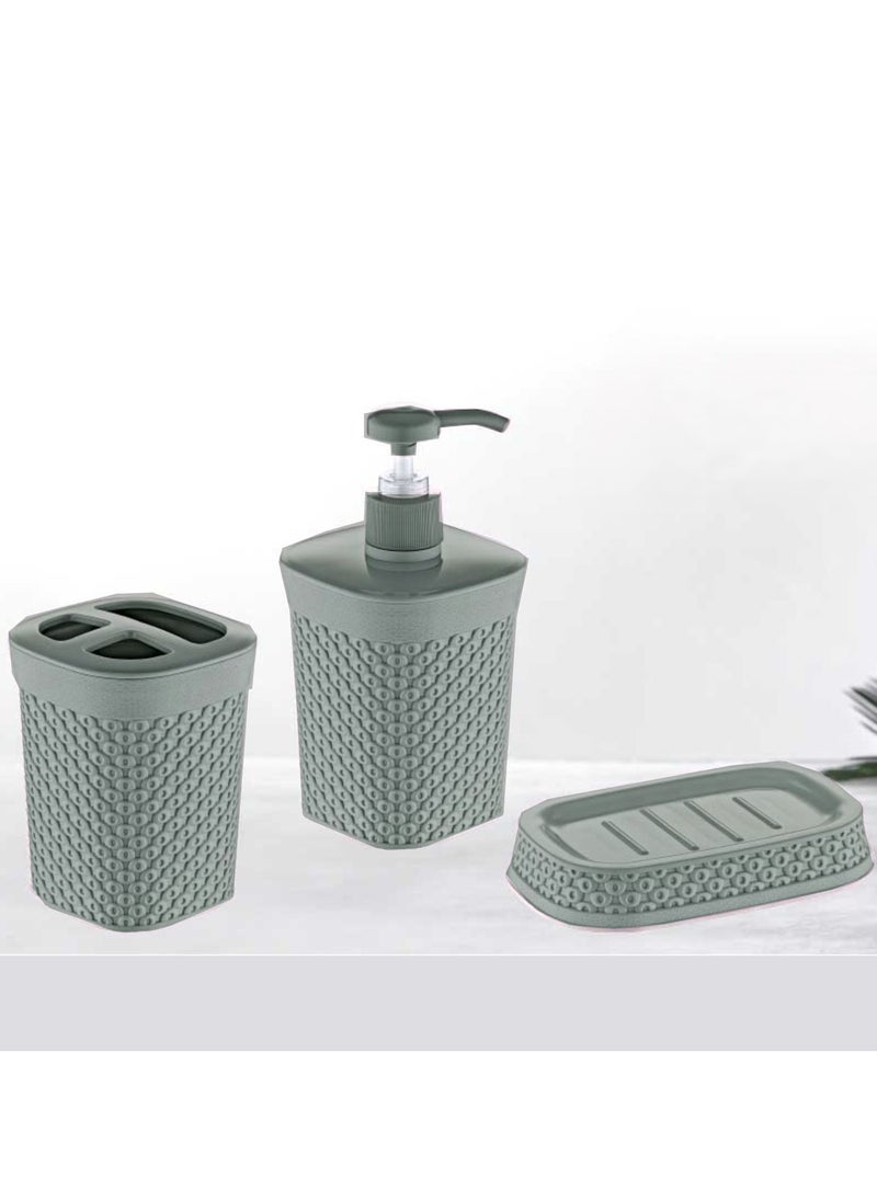 MAXQON Bathroom 3 Piece Set Diamond Style Bathroom Accessories  - Image 2