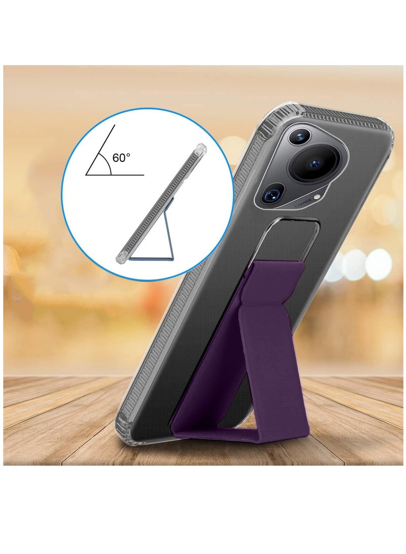 دبليو تيك غطاء وسادة هوائية بمقبض يد من مادة TPU لهاتف هواوي بورا 70 الترا 5 جي 2024 شفاف/أرجواني باذنجاني - Image 3