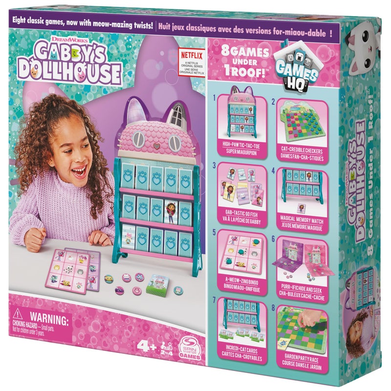 Spin Master Games Gabby’s Dollhouse, Games HQ Checkers Tic Tac Toe Memory Match Go Fish Bingo Cards Board Games Toy Gift Netflix Party Supplies, for Kids Ages 4 and up - Image 4