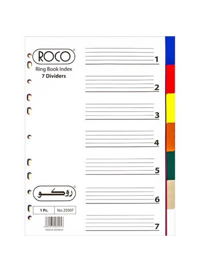 Index Divider A4 1/7 Tab Cut Blank Tab Type Assorted Tab Color Plastic