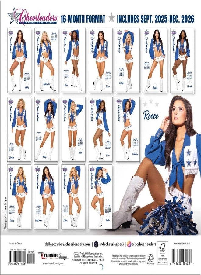 TURNER LICENSING Dallas Cowboys Cheerleaders Mini Wall Calendar Sideline -16M (26998040530) - Image 2
