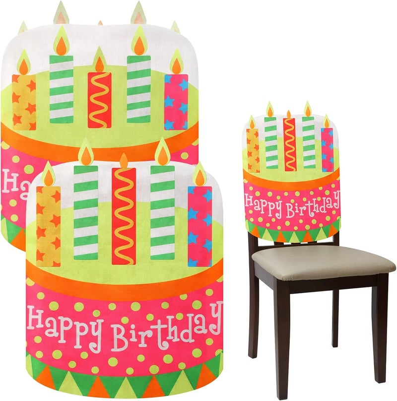 Tegeme Birthday Chair Cover 2 Pieces Kids Chair Cover Classroom Seat Decorations for Party Home School Office(Pink) - Image 1