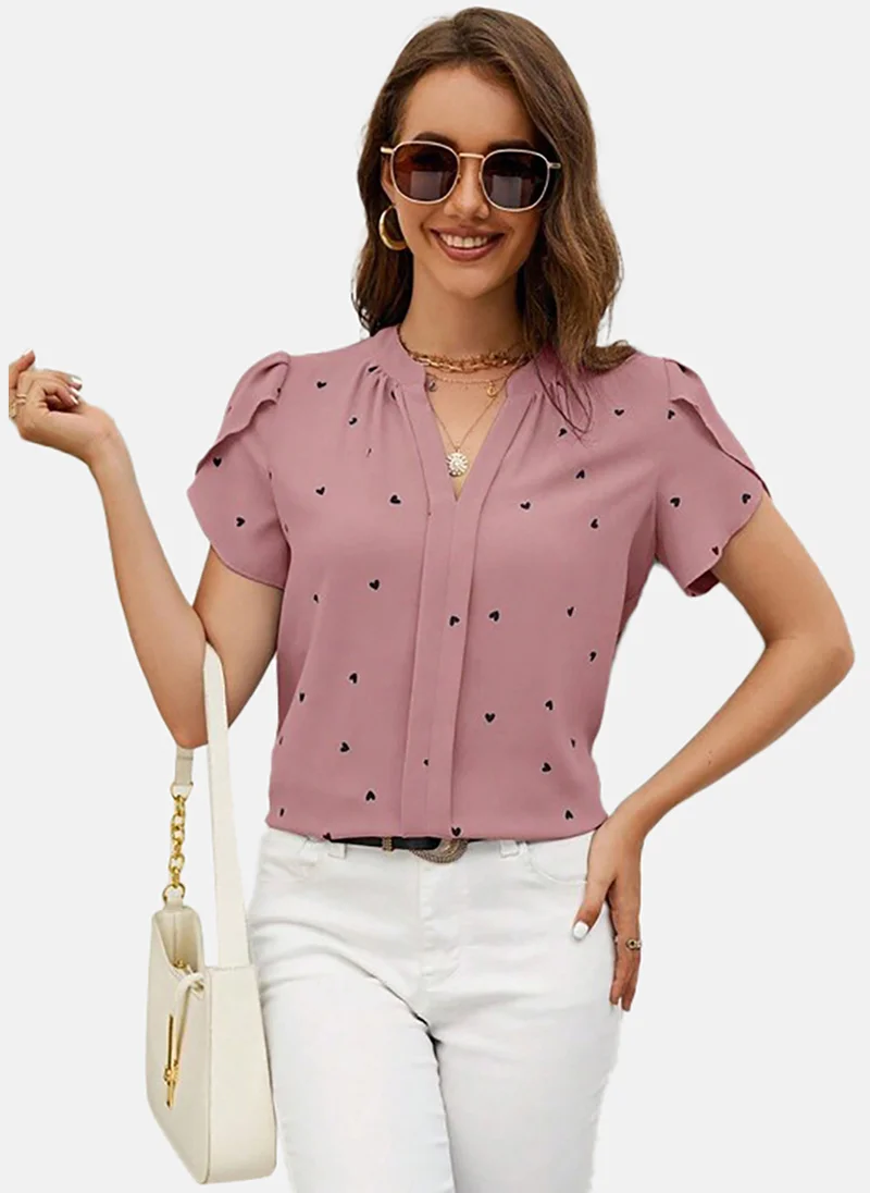 يونيكي Graphic Printed Mandarin Collar Top