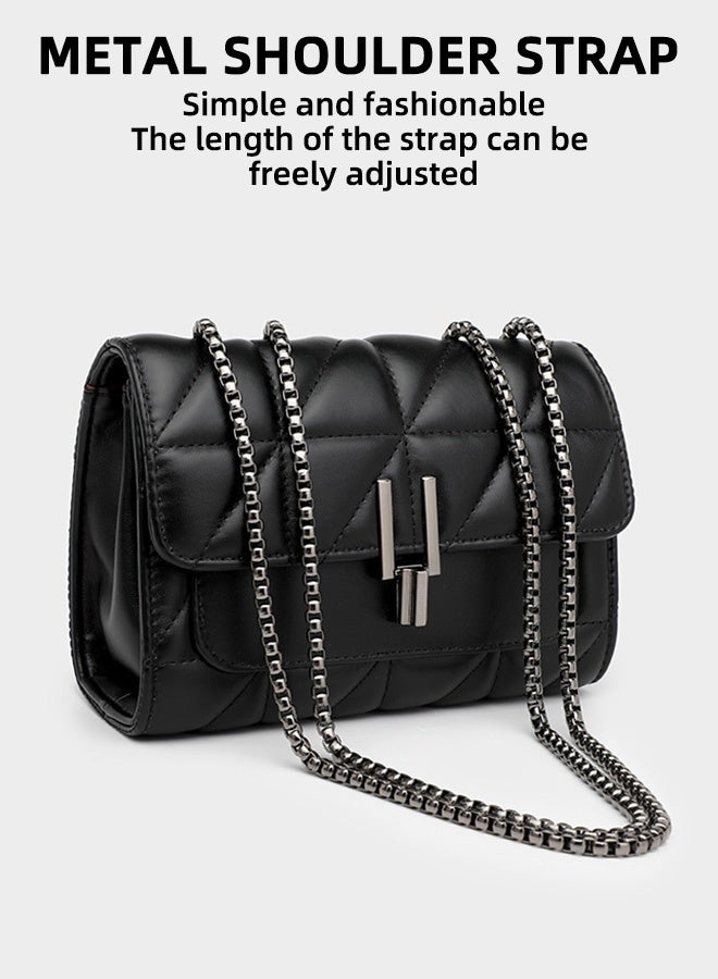 Women's Crossbody Bag Designer Handbag Women's Shoulder Bag Multifunctional Crossbody Bag Chain Bag PU Leather Black - Image 5